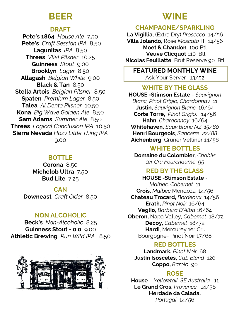 Pete's Tavern Menu - Image 4