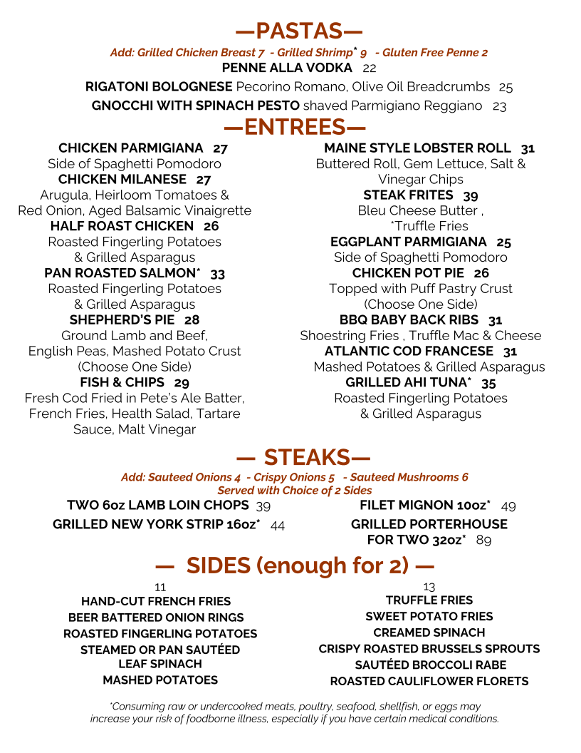 Pete's Tavern Menu - Image 6